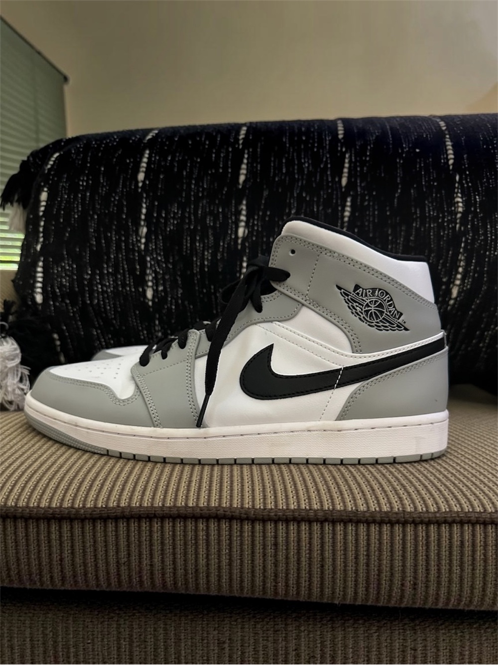 Nike Air Jordan 1 Mid - White, Gray & Black Men's Shoes